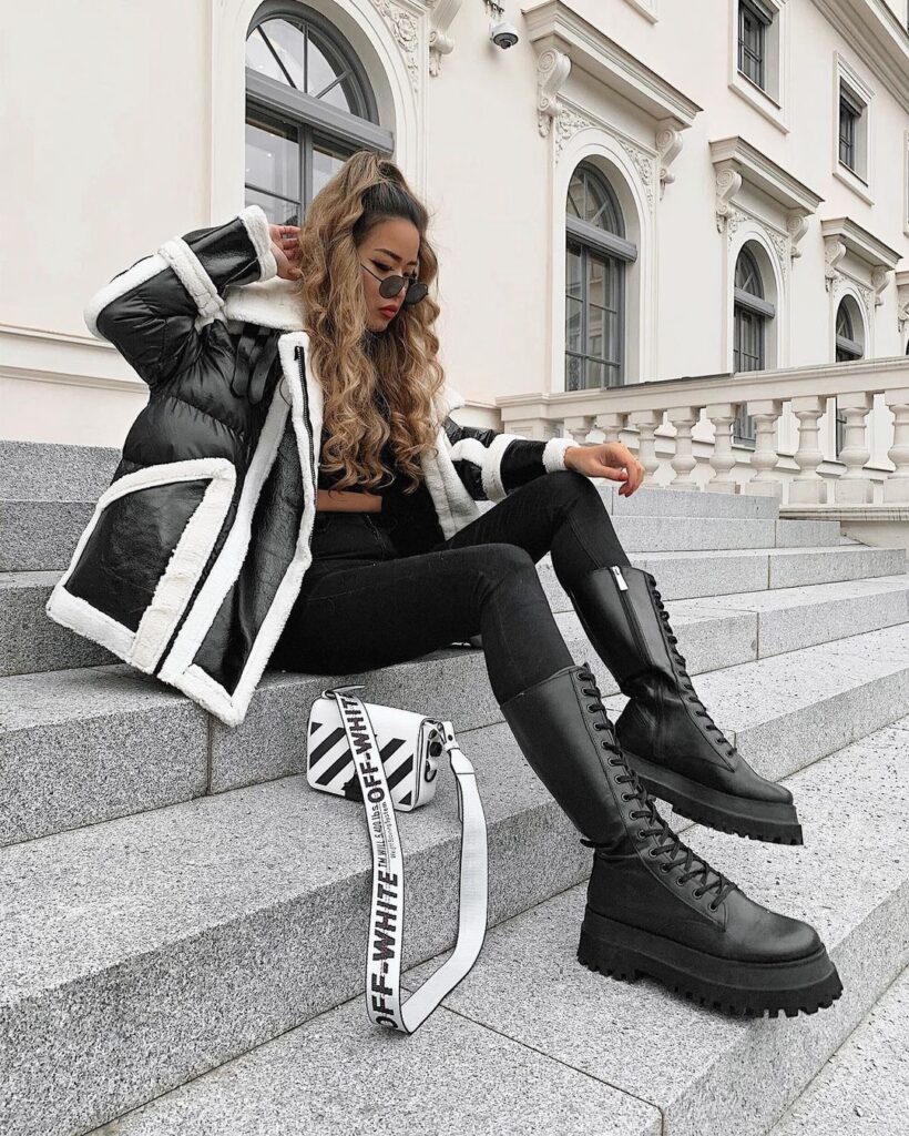 alt="Tips on how to style chunky boots"